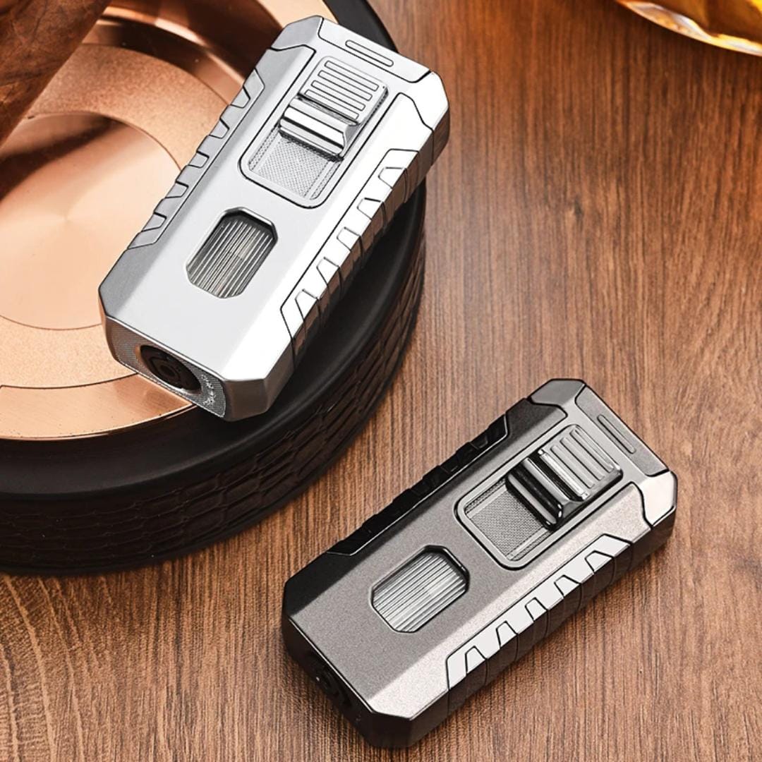 Three Flame Butane Gas Lighter, Refillable Fancy Jetflame Cigar Lighter, Wind Proof Smoking Gadget Three Flame Butane Gas Lighter, Refillable Fancy Jetflame Cigar Lighter, Wind Proof Smoking Gadget